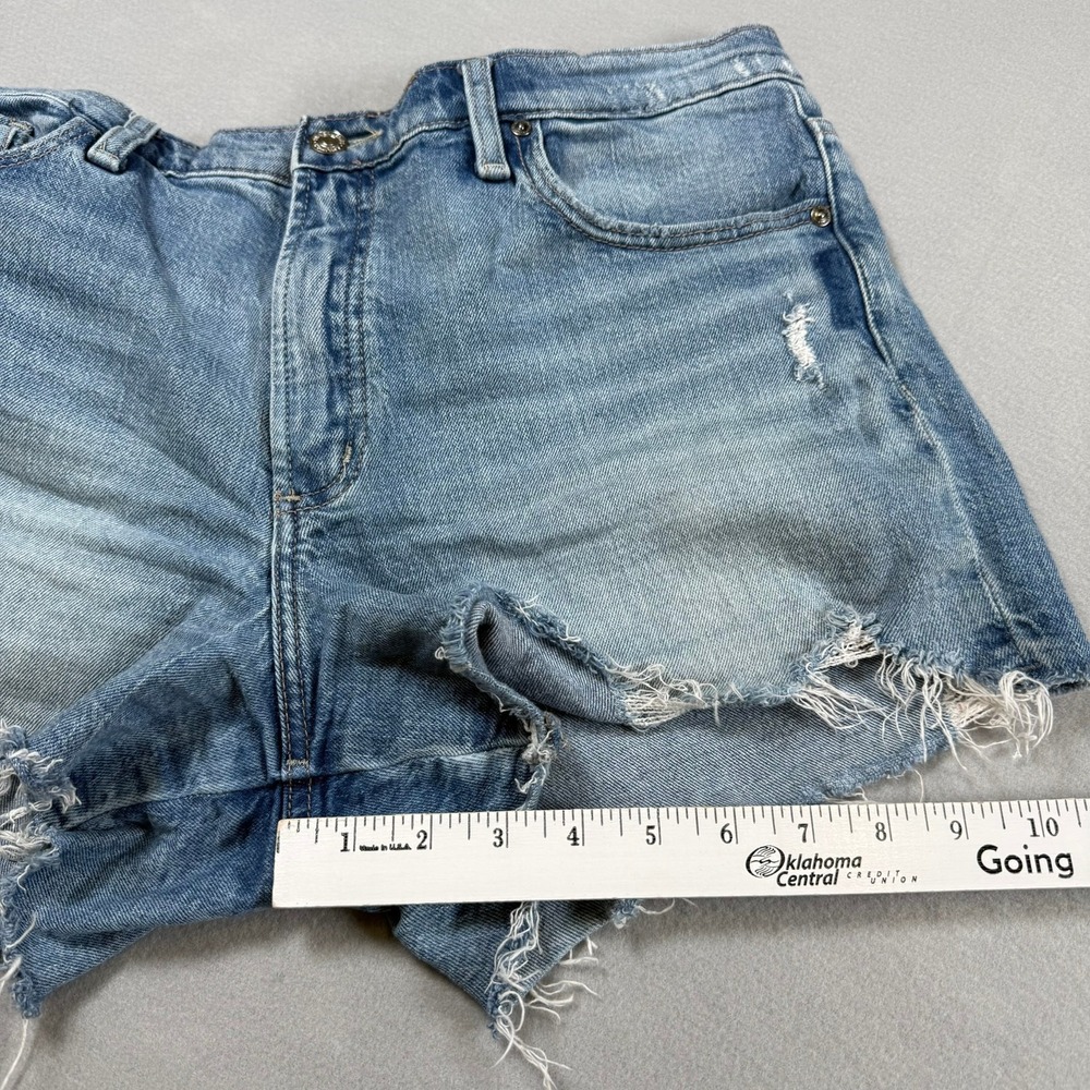 Silver Jeans Womens 31 Frisco Short Blue Denim Distressed High Waist Cut Off - Picture 6 of 8